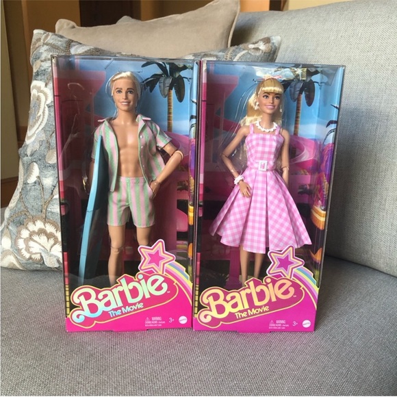 Barbie the Movie Doll SET Surfer Ken Pink Gingham Dress Barbie NIB!!